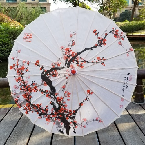 Silk Cloth Oil Paper Umbrella Rain Women Decor Ancient Chinese Cheongsam Dance - Picture 17 of 31