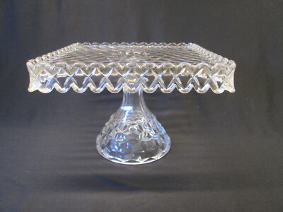 Fostoria CLEAR American Glass 10+” Square Cake Stand Plate