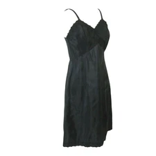 Carol Brent Black Acetate Full Slip 34 Vintage 1950s Lingerie Montgomery Ward