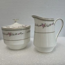 Mikasa Cream & Sugar Bowl Set Millbrooke 103 Floral Japan Vintage Bone China