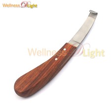 Hoof Knife Left Hand Wide Blade Farrier Equine Horse Goat Wooden Handle