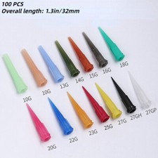 100pcs Precision Glue Liquid Dispenser Needle TT Tapered Blunt Tips Plastic