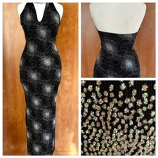 Progress Black Sparkle Glitter Evening Party Dress Size S Halter Neck Necklace