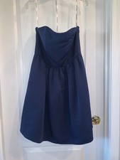 David's Bridal Strapless Bridesmaid Cocktail Prom Navy Dress Size 10