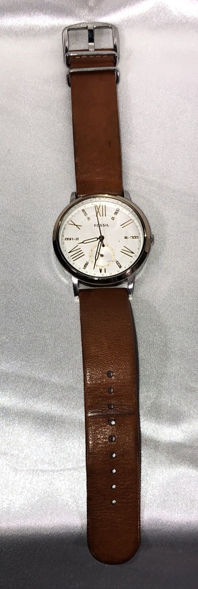 Brown Leather Band Fossil Engraved Watch Engraved Fossil Watch