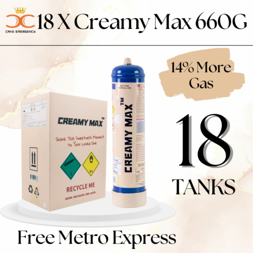 No.1!! FREE METRO EXPRESS 18 x CREAMY MAX Cream Charger 660g Tank- Free Nozzle