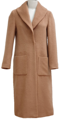 Damen Wollmantel mit aufgesetzten Taschen Long Mantel Farbe Camel