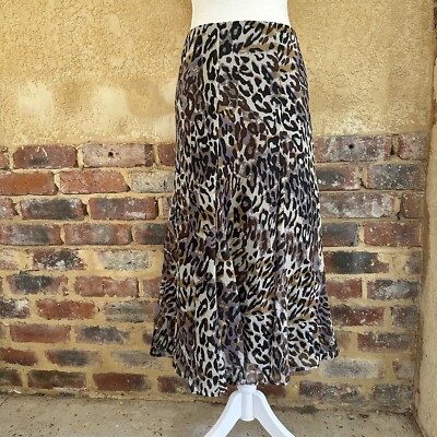 Marco Polo Flare Midi Skirt Animal Print Waist Is 44cm Aus 14/16