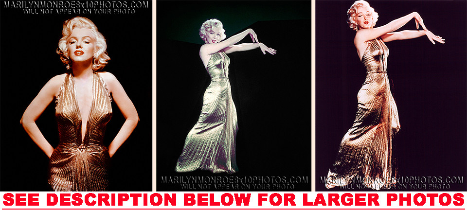 MARILYN MONROE GOLD LAME DRESS SHOOT 3 RARE 8x10 PHOTOS | eBay