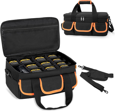 Battery Storage Carrying Bag with 11 Removable Dividers Compatible with DEWALT 2