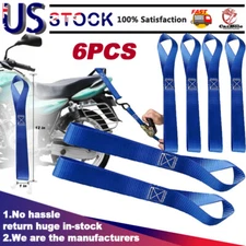 6 Pack Soft Loop Tie Down Straps Ratchet 4500LBS Heavy Duty Motorcycle Dirt Bike