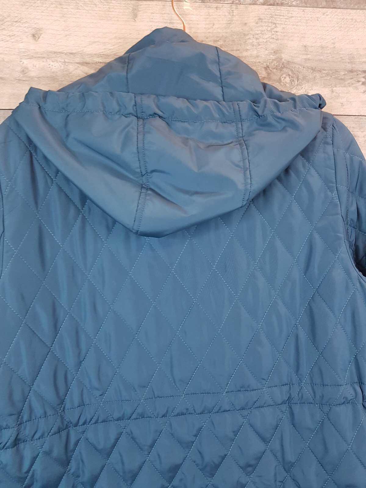 Centigrade Quilted Coat Jacket Small Blue Diamond Spring Hooded QVC BN