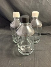 Laboratory Glass 500mL Monden Round Media Storage Bottle W/Screw Cap 3/Pack