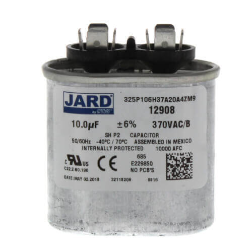 York S1-02420046700 Single Run Capacitor 10MFD 370V Flat - Picture 1 of 3