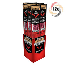Full Box 12x Packs Jack Link's Original Beef Steak Jerky 2oz 22G Protein