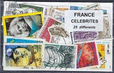FRANCE Célébrités lots de 25 à 100 timbres différents oblitérés
