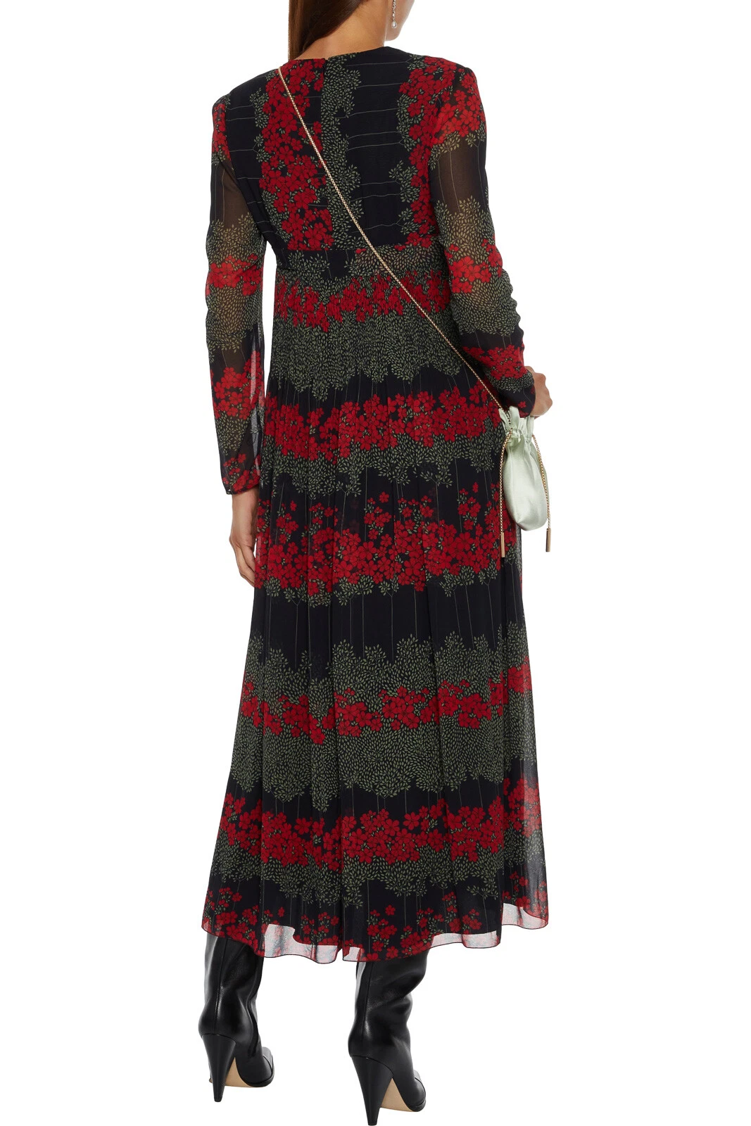 RRP €946 ROSSO VALENTINO abito svasato IT40 US4 UK8 S foderato floreale scollo a tuffo