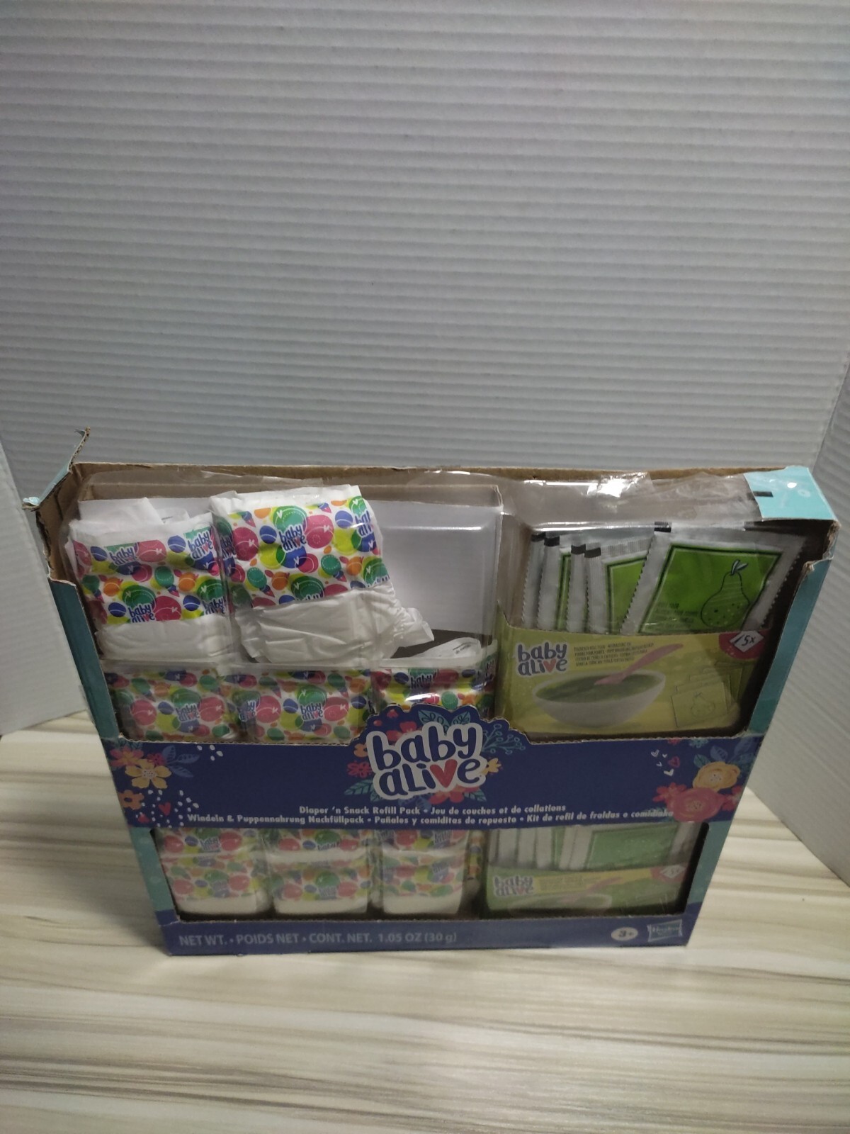 Baby Alive Doll Diaper 'n Snack Refills 13 Diapers & 10 Food and stroller lot