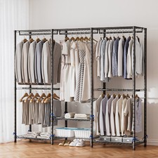 Heavy Duty Garment Rack Clothes Closet Organizer System Metal w/ Cover Dustproof
