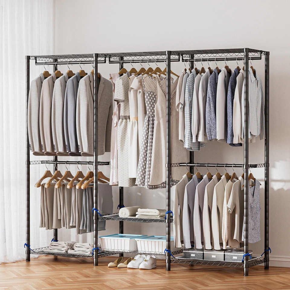 Heavy Duty Garment Rack Clothes Large Metal Closet Organizer System w/ Cover XL - Image 4 of 4