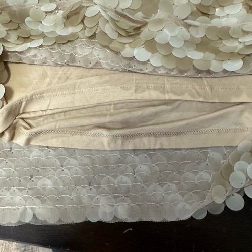 Eva Franco Anthropologie Beige Houndstooth Design Jumbo All Over Sequin Tee L - Picture 13 of 16