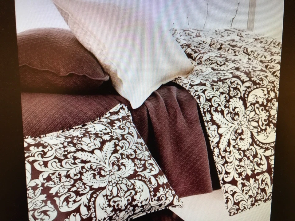 NIP PINE CONO HILL GIANNA CORTINA Marrón Chocolate Forrada 90” Algodón Estampado Damasco  Foto 4 de 4