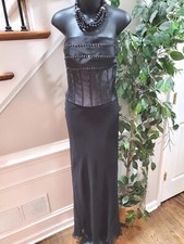 Montage Collection for Mon Cheri Black Sateen Evening Long Dress Size 8.