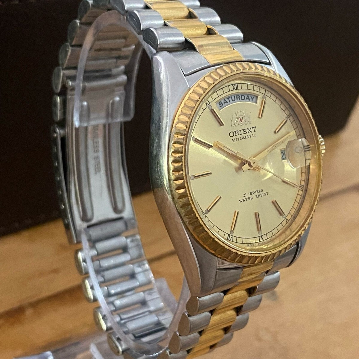 RARE MEN WATCH ORIENT President Automatic 46E001-91 Two Tone