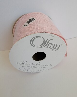 NEW Offray 2 1/4'' Wide Wired Edge Burlap Ribbon Light Pink Sparkle