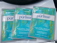 3 Packs of Brand New Purlisse Blue Lotus + Seaweed Treatment Sheet Mask