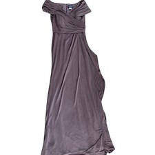 La Femme Dress Sz 6 Off The Shoulder Column Gown Side Slit Purple Formal NWOT