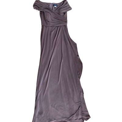 La Femme Dress Sz 6 Off The Shoulder Column Gown Side Slit Purple Formal NWOT