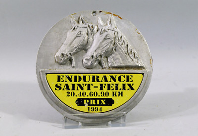 Plaque De Concours Hippique – Ronde Alu – Endurance 1994 – Trophée Cheval