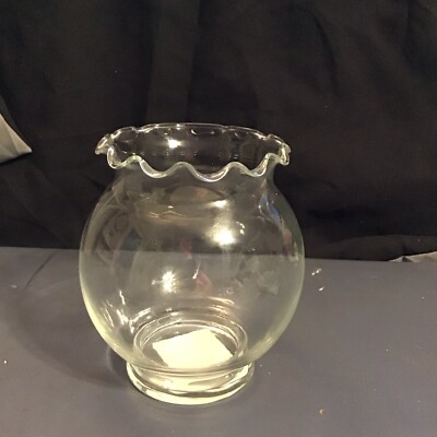 USA Anchor Hocking GLASS BOWL Rose Fish Candle Holder Ruffled Edge NOS 3355 DH