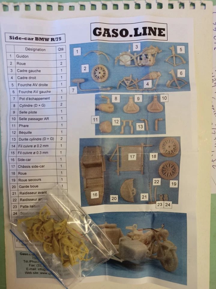 MODELLISMO- German Motorcycliste DAK+Sidecar BMW R/75 - GASO_LINE 1/48 scale - Immagine 3 di 4