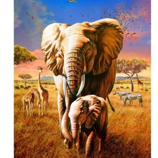 ELEPHANT FAMILY  FULL  DIAMOND  EMBROIDERY  CROSS - STITCH  3D DIAMOND