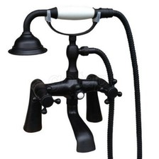 Black Oil Rubbed Bronze Deck Mount ClawFoot Bathroom Tub Faucet With Hand Shower