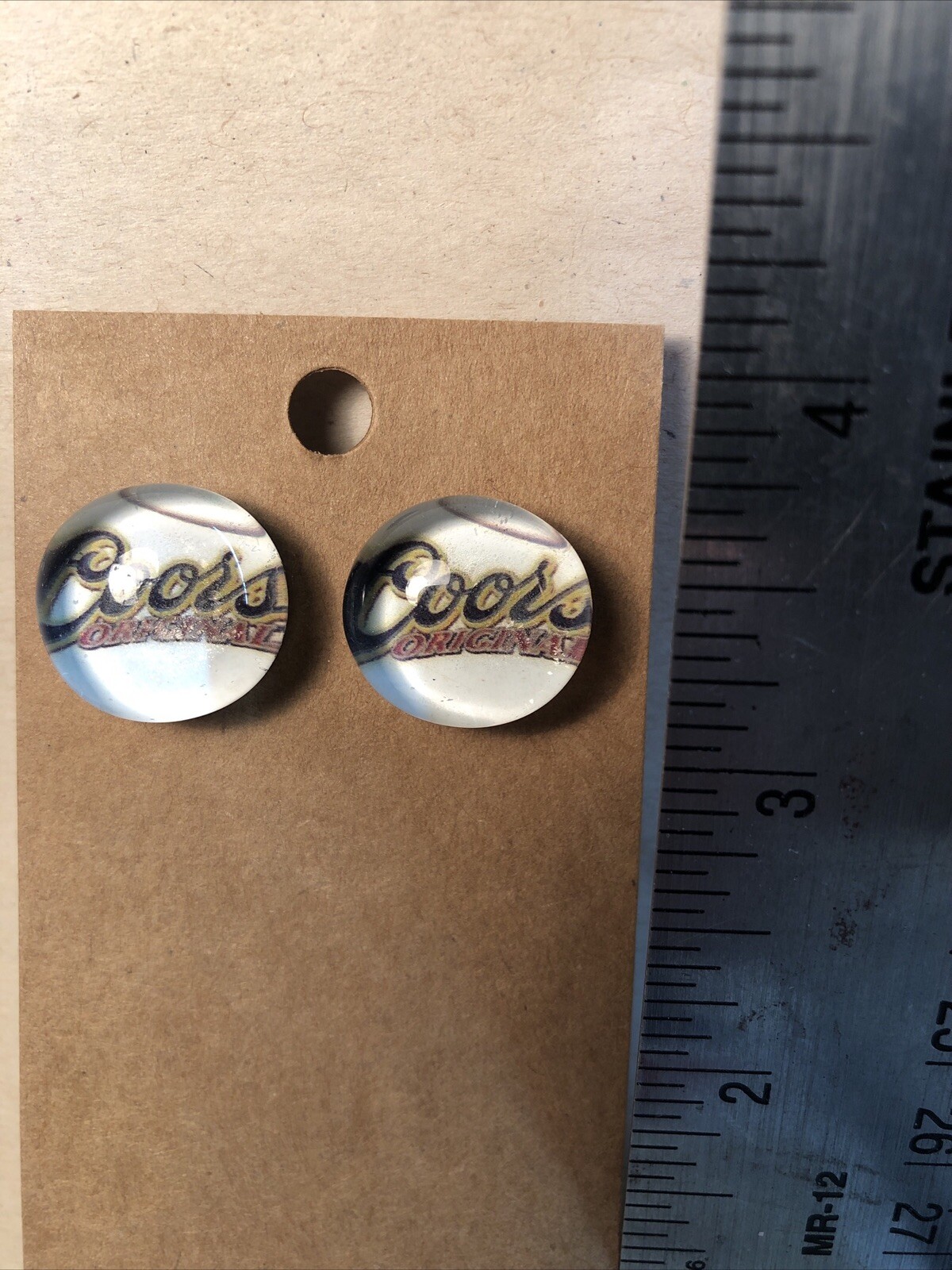 Men's Coors Beer Glass Cabochon Earrings-image