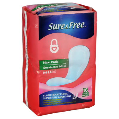 SURE & Super Protection for Heavy Flow - Maxi Pads 16 Count EA for  