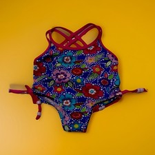 Build A Bear Swimsuit Pink Purple Flower Floral Beads Bathing Suit 1pc Tropical