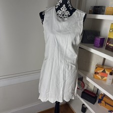 Sara Campbell Signature Stretch Scalloped Hem White Dress Sz Medium Cottage Core