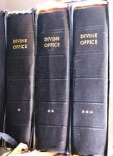 THE DIVINE OFFICE BREVIARY (Latin/English) 3 Volume Set (Leather) Slipcases 1963