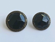 Juego de botones madre/hija vintage, 5/8" y 6/8", negro con envolvente negro (Z)