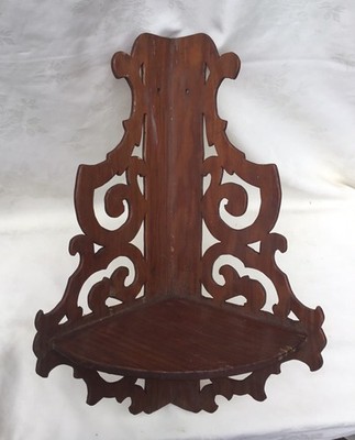 Vintage SCROLLED WOOD Corner Wall Mount SHELF