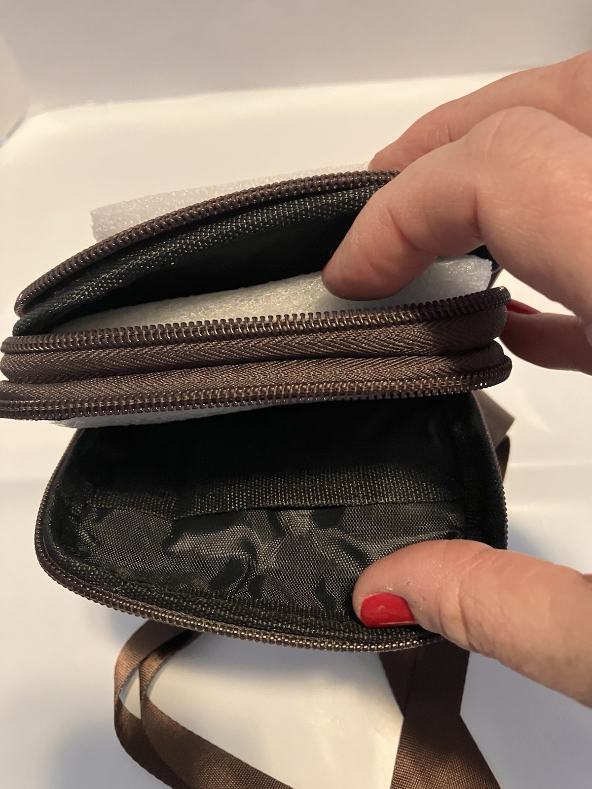 Dark Brown Leather Crossbody Purse Adjustable Straps NEW Multiple Compartments