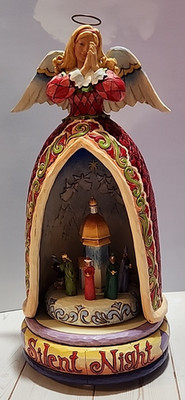 Jim Shore ''Silent Night'' Angel w/Scene Heartwood Creek Music Box #4006648 13''