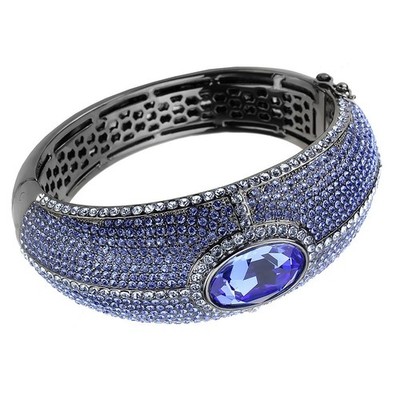 Women's Tin Cobalt Black Brass Tin Cobalt Black Bangle Crystal Sapphire - Valent