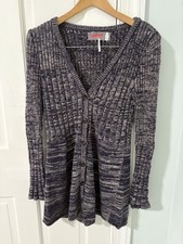 FREE PEOPLE Sweater Dress Small Button Front Knit Long Sleeve 90s Inspired Fall