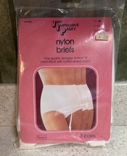VTG Sears Very Impressive Panty Nylon Briefs VIP Granny Panties White Sz 4 READ