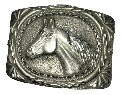Horse Western Style Diamond Cut Ege Vintage Belt Buckle